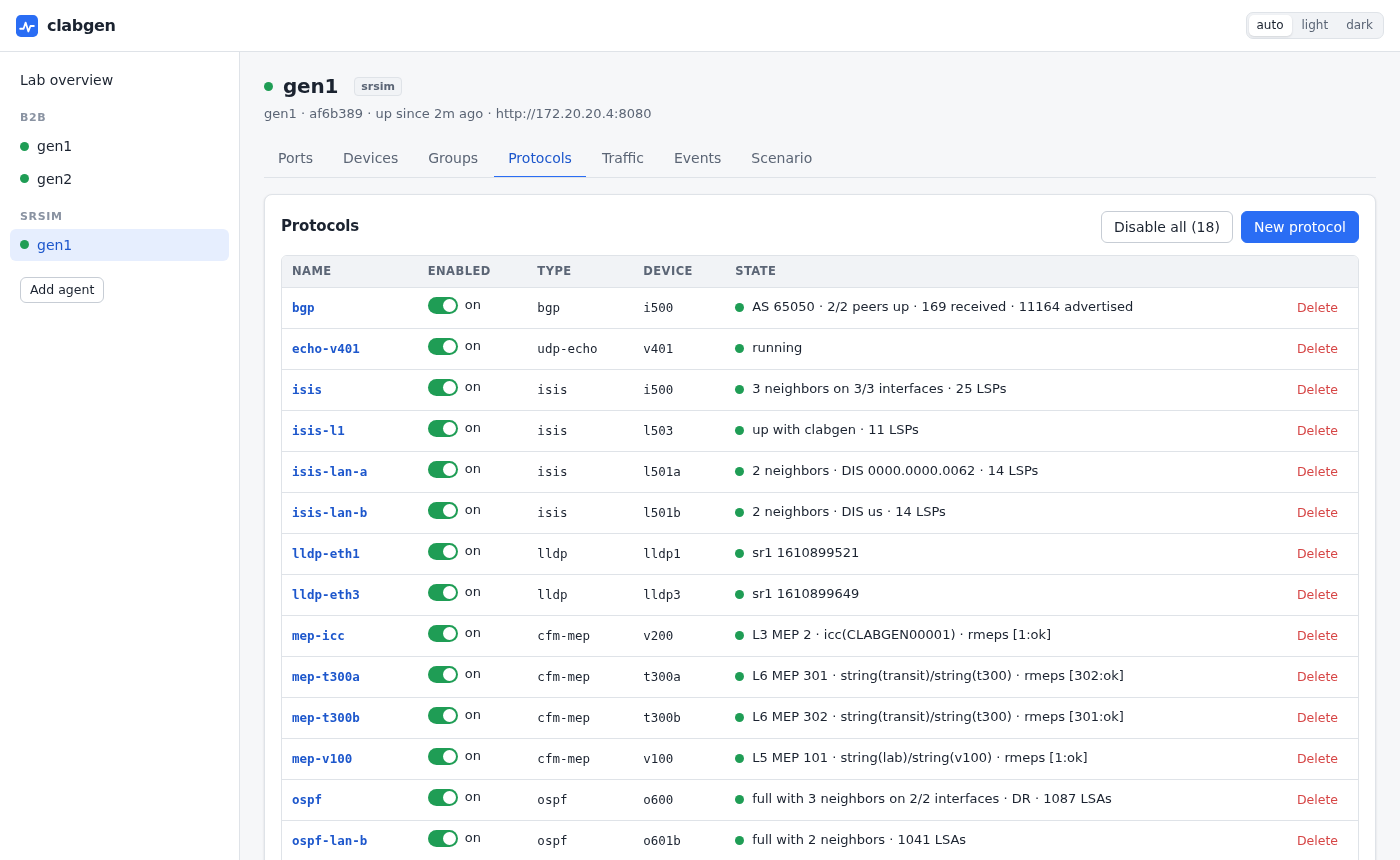 Protocols on one agent